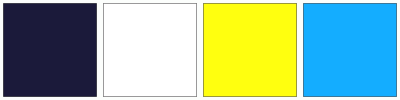 ColorCombo6171 with Hex Colors #1B1A3A #FFFFFF #FFFF0F #14ADFF