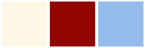 Color Scheme with #FFF8E7 #930500 #95BBEA