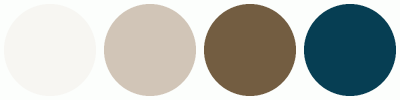ColorCombo6239 with Hex Colors #F7F6F2 #D1C5B7 #735D41 #063E53