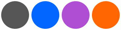 ColorCombo6254 with Hex Colors #555555 #0066FF #B04ED3 #FF6600