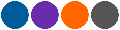 ColorCombo6255 with Hex Colors #005B9A #692DAC #FF6600 #555555