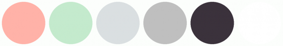 ColorCombo8957 with Hex Colors #FFB2A8 #C4EACD #DADFE1 #BFBFBF #3B323C ...