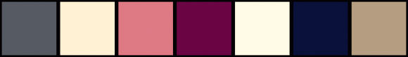 ColorCombo6546 with Hex Colors #565A63 #FFF2D4 #DE7A84 #6B0544 #FFFBE6 ...