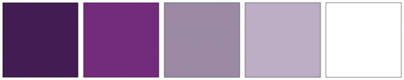 ColorCombo6643 with Hex Colors #421C52 #732C7B #9C8AA5 #BDAEC6 #FFFFFF