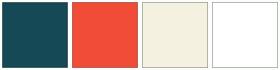 ColorCombo6651 with Hex Colors #144955 #F14C38 #F4F1E0 #FFFFFF