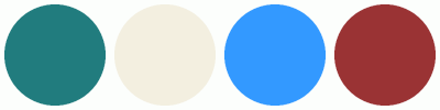 ColorCombo6653 with Hex Colors #217C7E #F3EFE0 #3399FF #9A3334