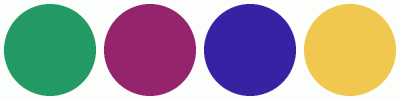 ColorCombo6898 with Hex Colors #239964 #94256D #3622A3 #F0C84F
