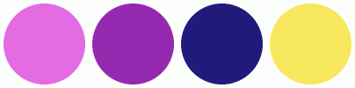 ColorCombo6962 with Hex Colors #E36BE3 #952AB0 #201B7A #F7E85E