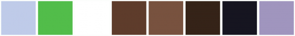 ColorCombo6859 with Hex Colors #BFCBE9 #52BD4A #FFFFFF #5E3C2B #78523F ...