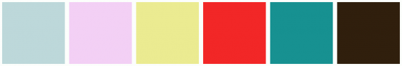 ColorCombo6861 with Hex Colors #BDD8DA #F3D0F5 #EBEB91 #F22727 #179191 ...
