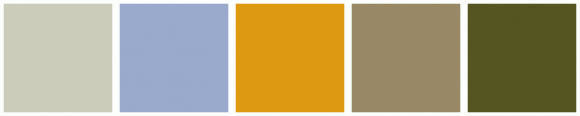 ColorCombo7031 with Hex Colors #CCCCBB #99AACC #DD9911 #998866 #555522