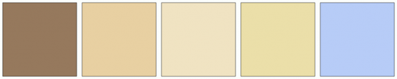 ColorCombo7039 with Hex Colors #96795D #E8D0A2 #F0E3C2 #EBDFA9 #B7CCF7
