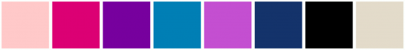 ColorCombo7059 with Hex Colors #FFC9C9 #DC0074 #77009E #007FB5 #C44FD1 ...