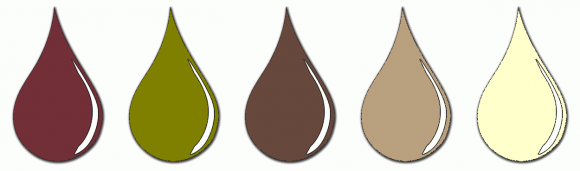 ColorCombo7181 with Hex Colors #722F37 #808000 #67483C #B9A07E #FFFFCC