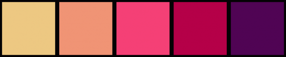 ColorCombo7286 with Hex Colors #EDC882 #F09475 #F54076 #B50048 #500454