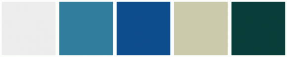 ColorCombo841 with Hex Colors #EDEDED #317D9E #0E4D8C #CBCBAB #093D39