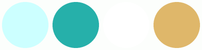 ColorCombo7612 with Hex Colors #CCFFFF #26B0AA #FFFFFF #DFB76A