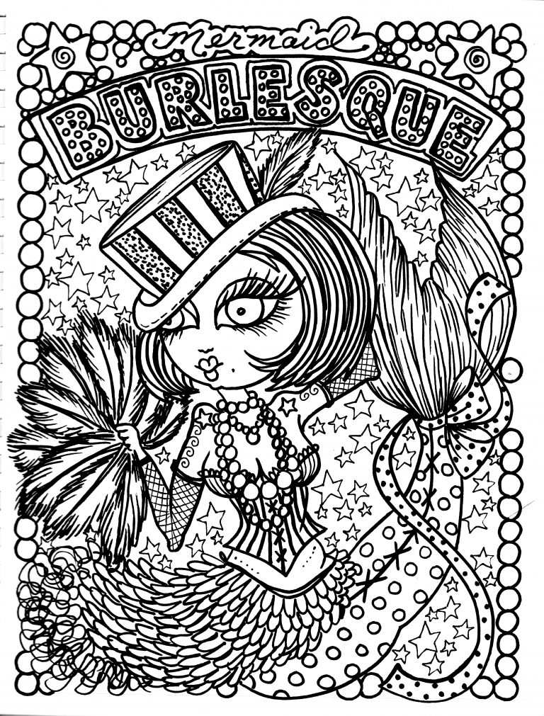 Burlesque Mermaid Coloring Book