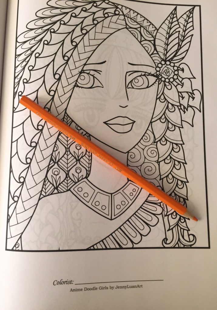 Anime doodle girls colouring book for adults