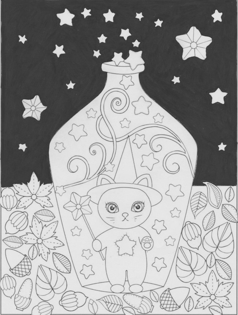 coloring page that has a black background effect on it