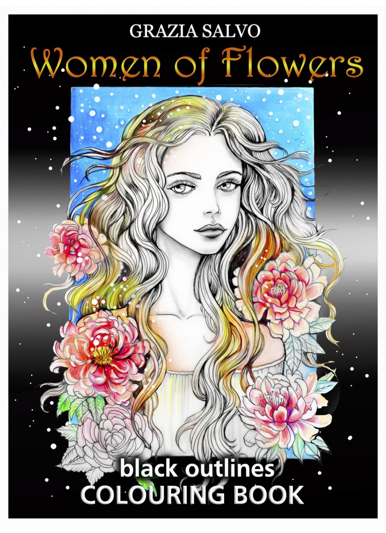 cover Women of Flowers Coloring Book illustrated by Grazia Salvo