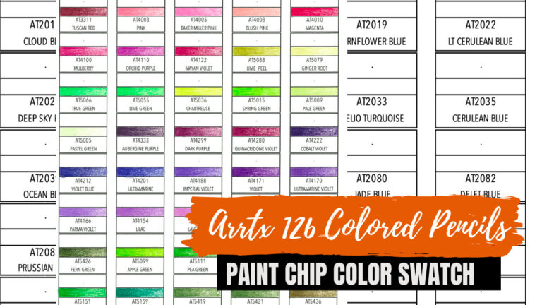 Arrtx 126 colored pencils swatch chart