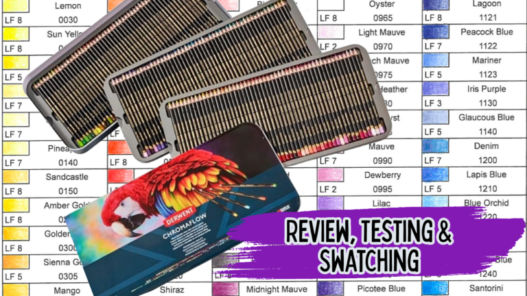 Derwent Chromaflow Coloring Pencils 150 set with free swatch chart (colored and blank)