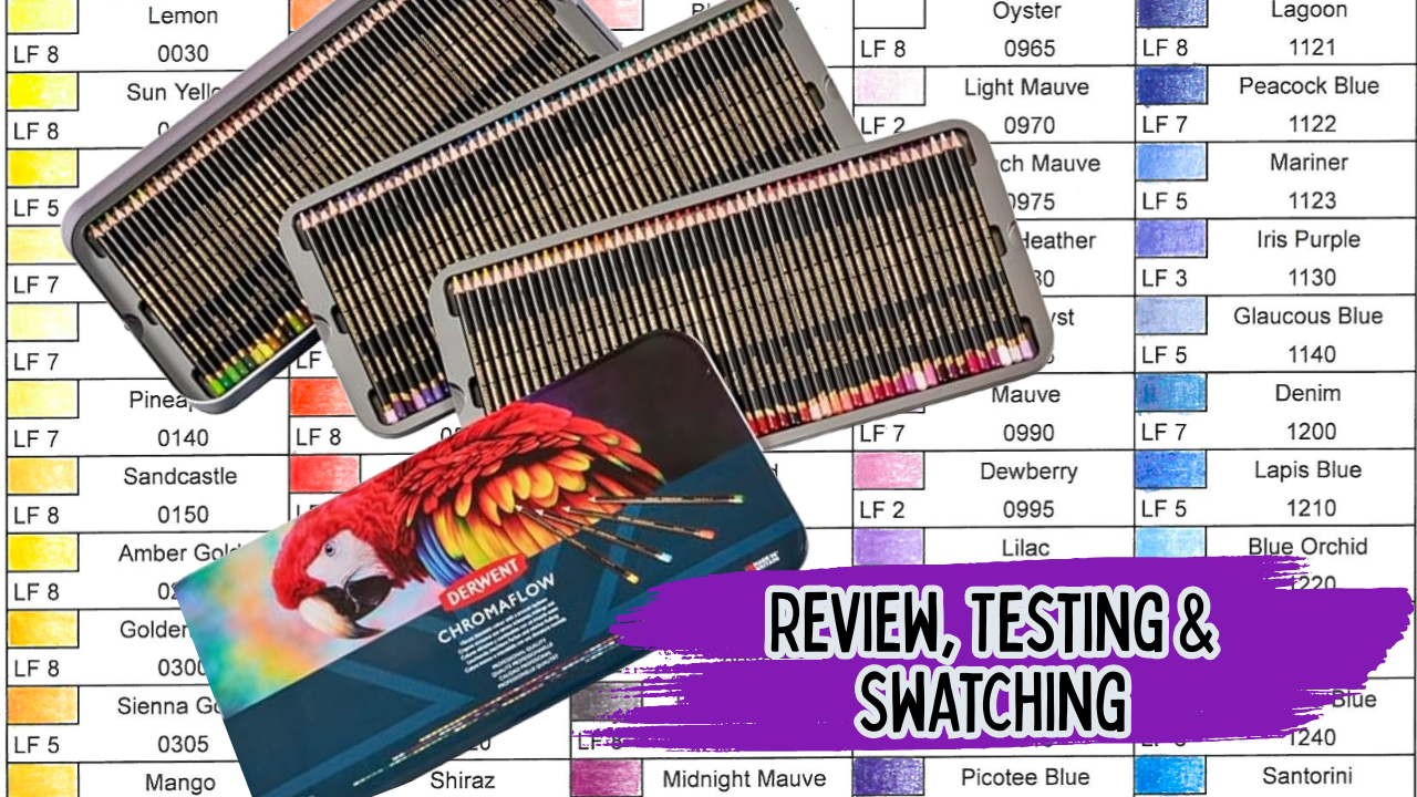 Derwent Chromaflow Coloring Pencils 150 set with free swatch chart (colored and blank)