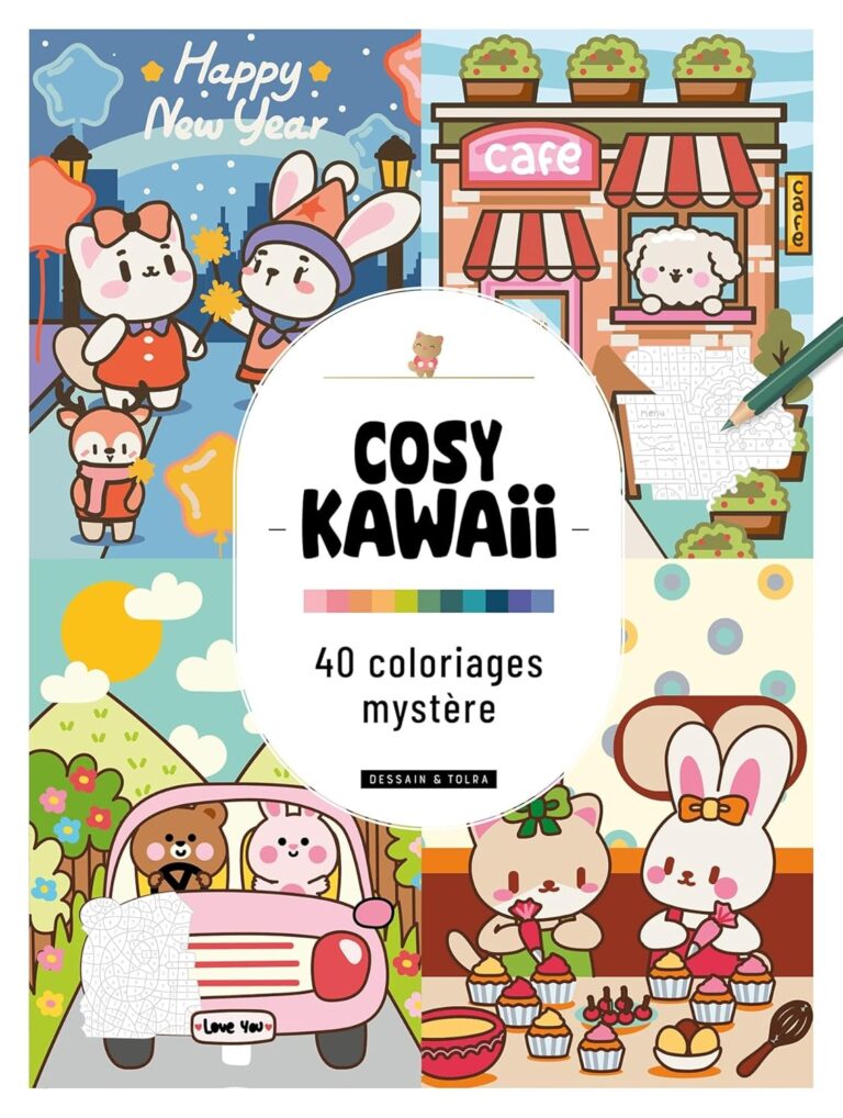 Cosy Kawaii French Color by Numbers book