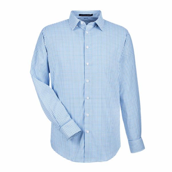 DEVON & JONES MEN'S CROWNLUX PERFORMANCE MICRO WINDOWPANE SHIRT - FRENCH BLUE/WHITE with FGI - Tone on Tone -CF34674