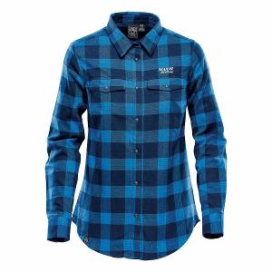 WOMEN'S LOGAN SNAP FRONT SHIRT - ROYAL PLAID with Major Drilling 3.25"W-CF33843