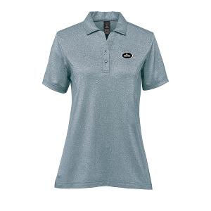 WOMEN'S VOLANTE H2X-DRY S/S POLO - RETRO BLUE HEATHER with Highline Oval - 3.00" Wide -CF32828