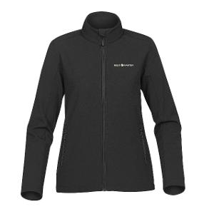 STORMTECH LADIES' ORBITER SOFTSHELL - BLACK/CARBON with SeedMaster - Horizontal -CF36584