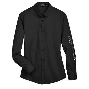 CORE 365 LADIES' OPERATE LONG-SLEEVE TWILL SHIRT - CARBON with TransX 7"W-CF35236