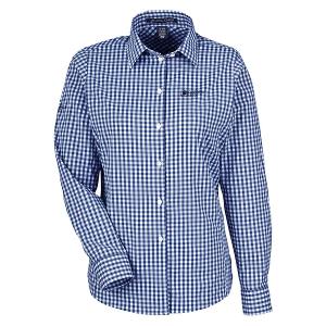 DEVON & JONES CROWNLUX PERFORMANCE® LADIES' GINGHAM SHIRT - NAVY with Canterra Seeds - Horizontal -CF33521