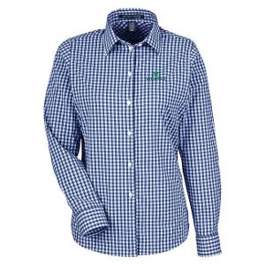 DEVON & JONES CROWNLUX PERFORMANCE® LADIES' GINGHAM SHIRT - NAVY with Winpak-CF30792