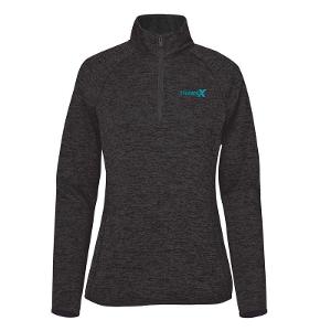 WOMEN'S YOSEMITE 1/2 ZIP PULLOVER - BLACK HEATHER with Transx 3"W Embroidery-CF32206