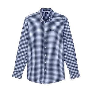 DEVON & JONES CROWNLUX PERFORMANCE® MEN'S GINGHAM SHIRT - NAVY with Canterra Seeds - Horizontal -CF33520