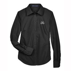 DEVON & JONES WOMEN'S CROWN COLLECTION® BROADCLOTH WOVEN DRESS SHIRT - BLACK with Vector - 2.25-CF33438
