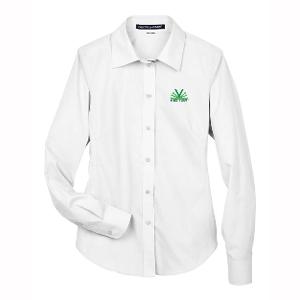 DEVON & JONES WOMEN'S CROWN COLLECTION® BROADCLOTH WOVEN DRESS SHIRT - WHITE with Vector - 2.25-CF33440