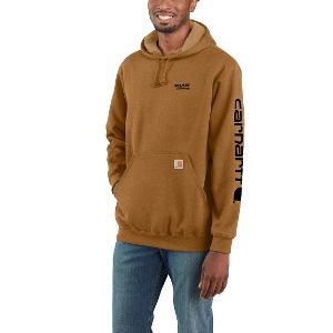 CARHARTT LOOSE FIT MIDWEIGHT LOGO SLEEVE GRAPHIC SWEATSHIRT - CARHARTT BROWN with Major Drilling 3.25"W-CF33886