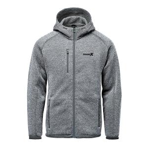 MEN'S AVALANTE FULL ZIP FLEECE HOODY - GRANITE HEATHER with Transx 3"W Embroidery-CF34370