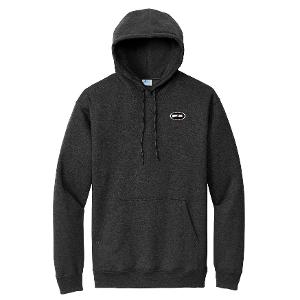 PORT & COMPANY® ESSENTIAL FLEECE PULLOVER HOODED SWEATSHIRT - BLACK HEATHER with Bourgault - Full Color - 2024 2.75" W-CF32944