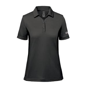 WOMEN'S MONTEREY S/S POLO - BLACK with Bourgault Full Color No Fill 2.75"W-CF36213