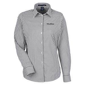 DEVON & JONES CROWNLUX PERFORMANCE® LADIES' GINGHAM SHIRT - GRAPHITE with MacDon Embroidery-CF34594