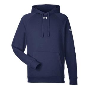 Under Armour Men's Rival Fleece Hooded Sweatshirt - Midnight Navy/ White with Major Drilling 3.25"W-CF33870