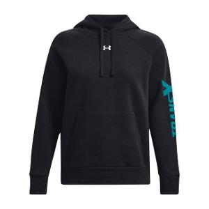 UNDER ARMOUR LADIES' RIVAL FLEECE HOODED SWEATSHIRT - BLACK with TransX 10"W-CF34397