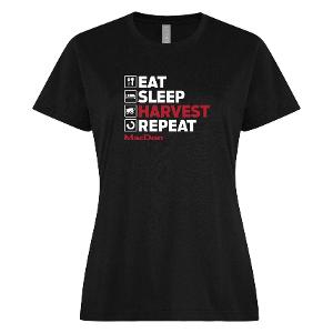ATC 24EVER™ RING SPUN COTTON LADIES' TEE - BLACK with Eat Sleep Harvest Repeat-CF36636