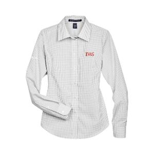 DEVON & JONES - WOMEN'S CROWN COLLECTION® GINGHAM CHECK WOVEN DRESS SHIRT