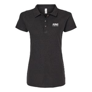 M&O WOMEN'S RINGSPUN PIQUE POLO - BLACK with KAG Embroidery-CF34649